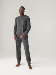 Noir/Gris - Lot de 2 pyjamas manches longues en 100% coton à poignets - Image 2 de 16