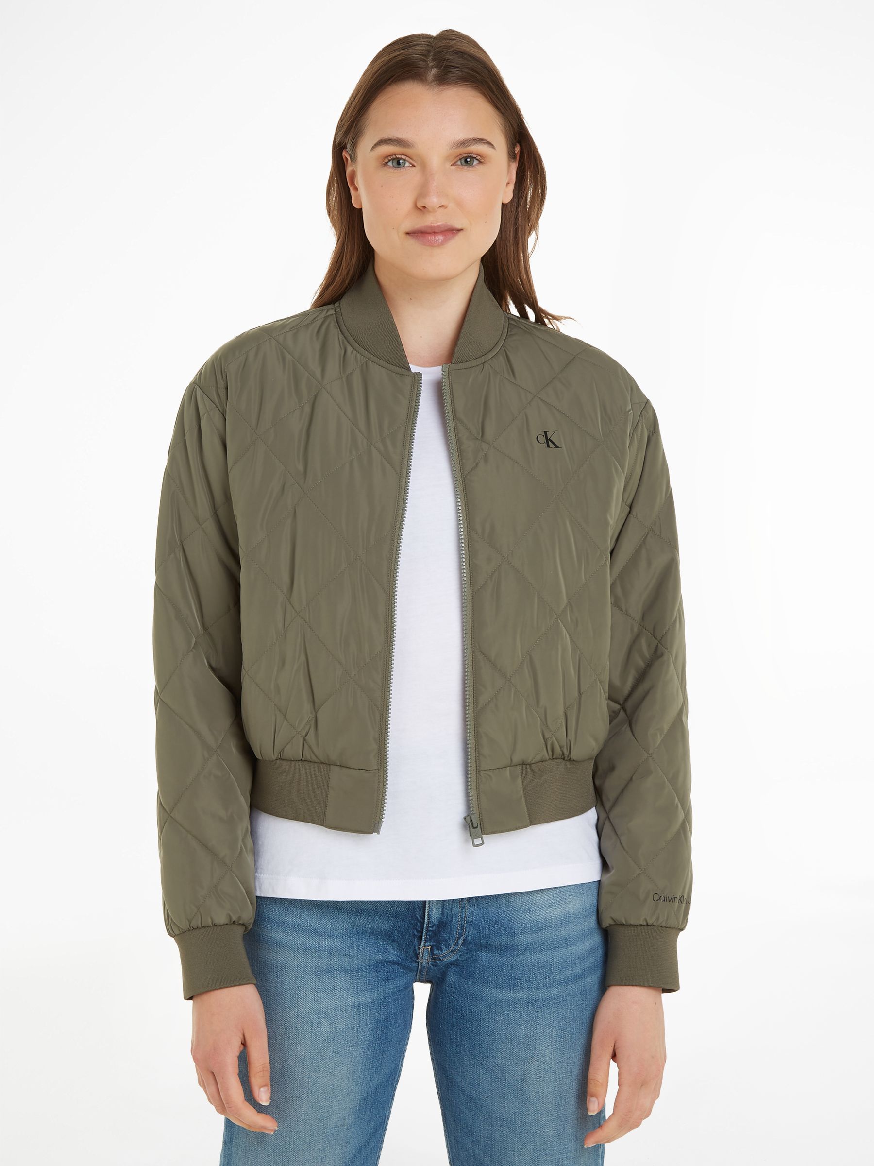 Calvin klein bomber jacket green clearance