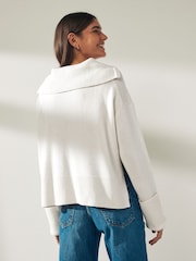 Calvin Klein White Cashmere Blend Zip Jumper - Image 2 of 6