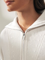 Calvin Klein White Cashmere Blend Zip Jumper - Image 4 of 6