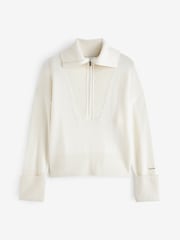Calvin Klein White Cashmere Blend Zip Jumper - Image 6 of 6