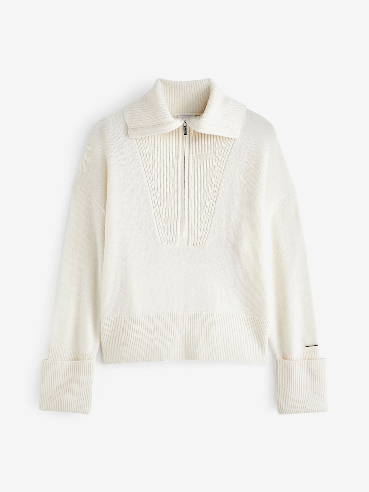 Calvin Klein White Cashmere Blend Zip Jumper - Image 6 of 6