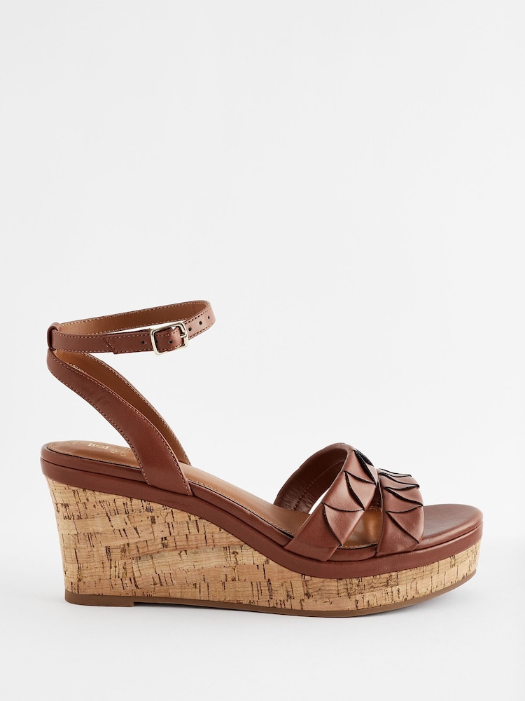 Tan Brown Extra Wide Fit Forever Comfort® Double Strap Wedges - Image 5 of 9