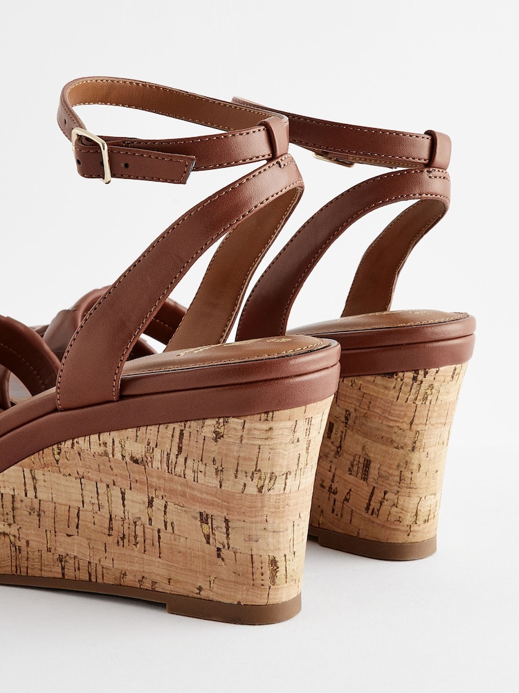 Tan Brown Extra Wide Fit Forever Comfort® Double Strap Wedges - Image 6 of 9