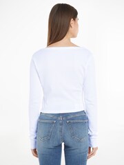 Calvin Klein White Woven Label Cardigan - Image 2 of 6