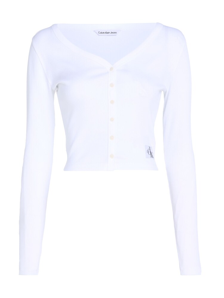 Calvin Klein White Woven Label Cardigan - Image 4 of 6