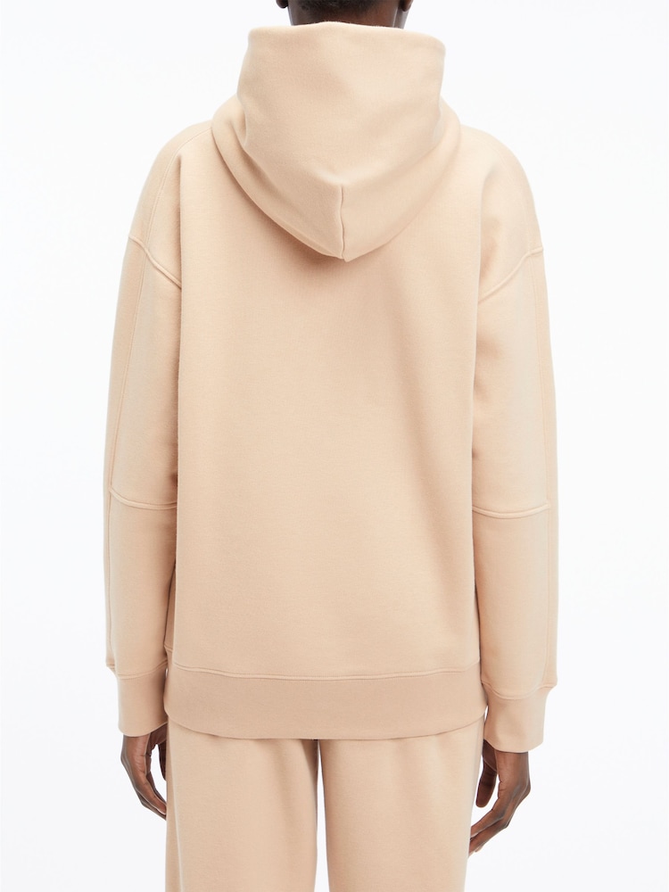 Calvin Klein Brown Relaxed Fleece Hoodie - Image 2 of 5 Calvin Klein Brown Relaxed Fleece Hoodie - Image 2 of 5