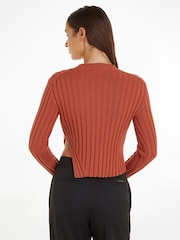 Calvin Klein Brown Cotton Blend Split Sweater - Image 2 of 6