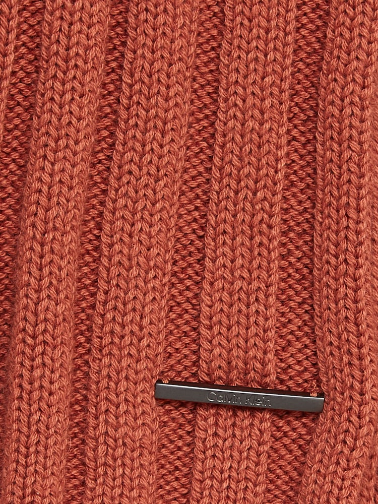 Calvin Klein Brown Cotton Blend Split Sweater - Image 6 of 6 Calvin Klein Brown Cotton Blend Split Sweater - Image 6 of 6