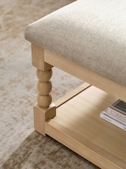 Tweedy Plain Light Natural Lancaster Coffee Table Footstool - Image 2 of 9