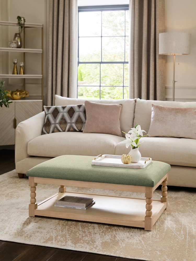 Soft Texture Sage Green Lancaster Coffee Table Footstool - Image 1 of 2