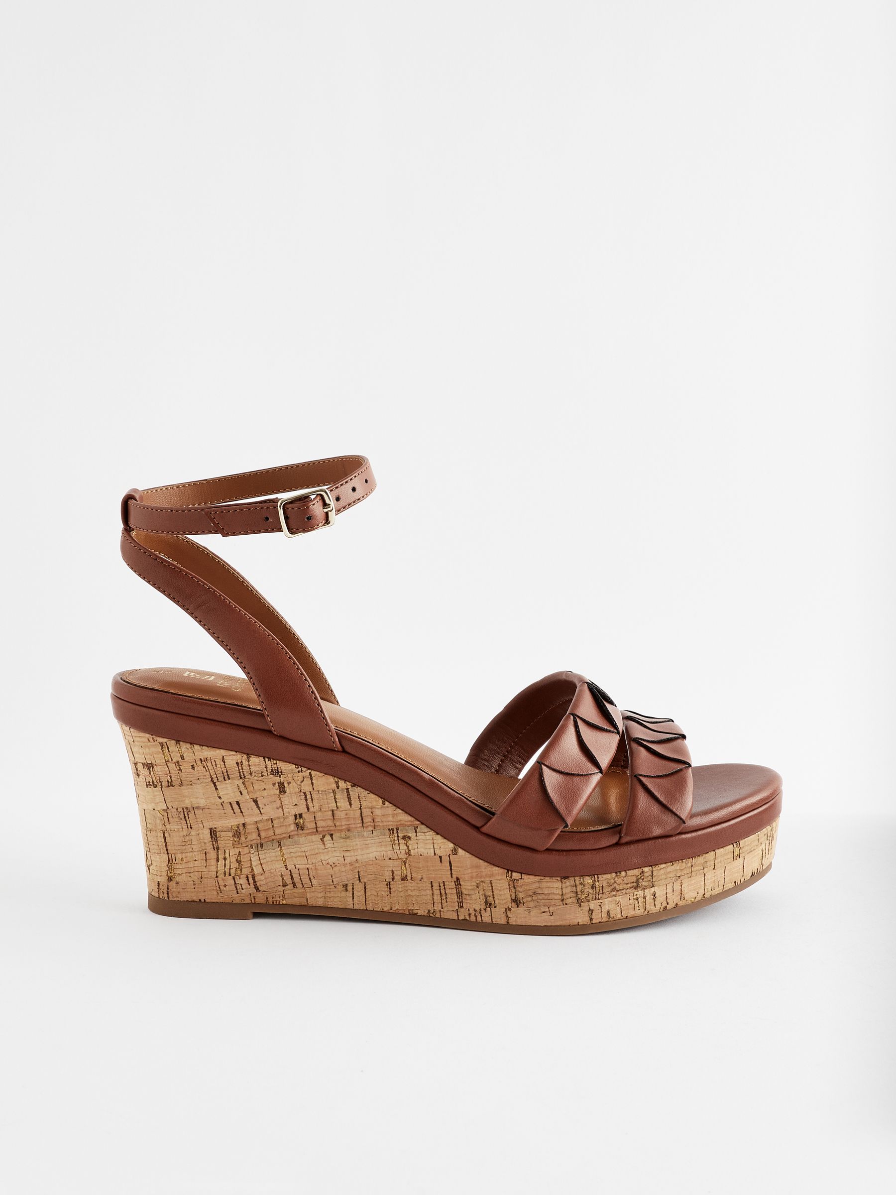 Tan Brown Standard Wide Fit Forever Comfort Double Strap Wedges