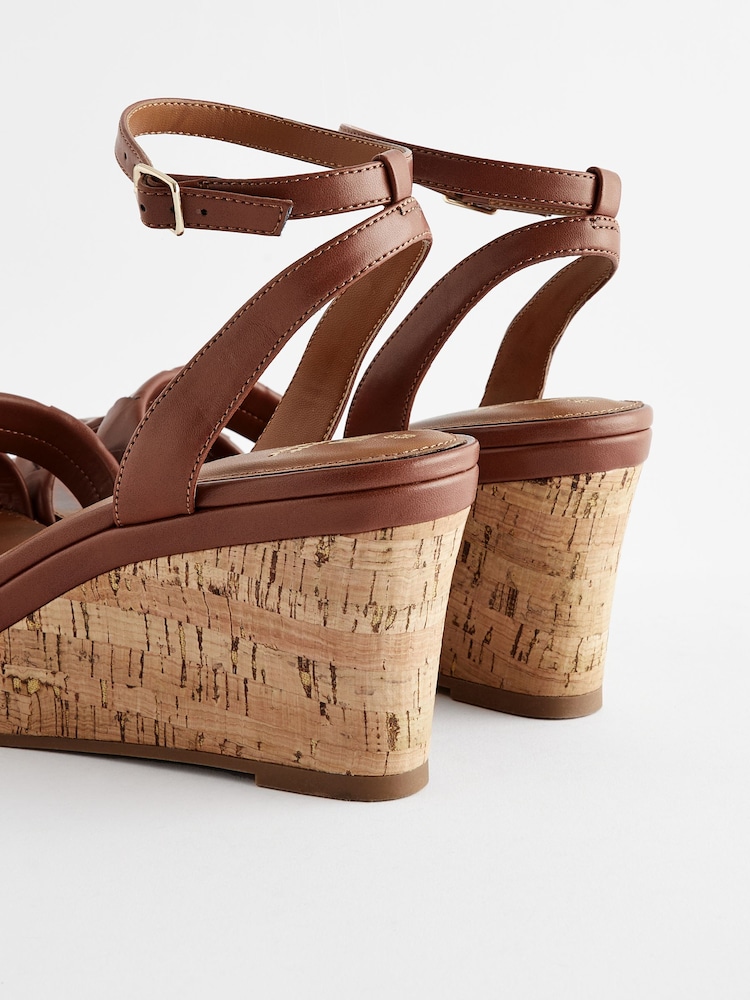 Tan Brown Standard/Wide Fit Forever Comfort® Double Strap Wedges - Image 5 of 9