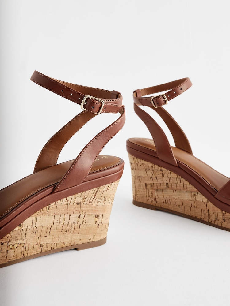 Tan Brown Standard/Wide Fit Forever Comfort® Double Strap Wedges - Image 6 of 9