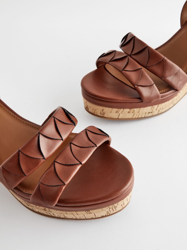 Tan Brown Standard/Wide Fit Forever Comfort® Double Strap Wedges - Image 7 of 9