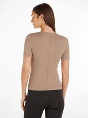 Calvin Klein Brown Modal Rib T-Shirt - Image 2 of 6