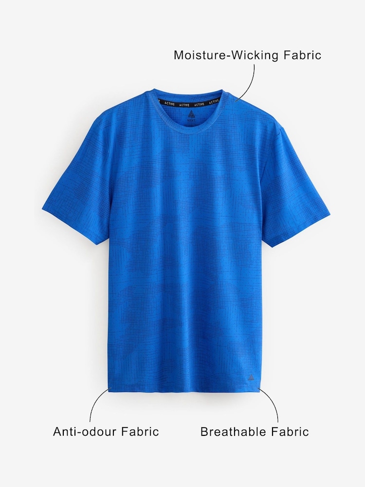 Cobalt Blue Active Gym Printed Training T-Shirt - Image 4 of 7