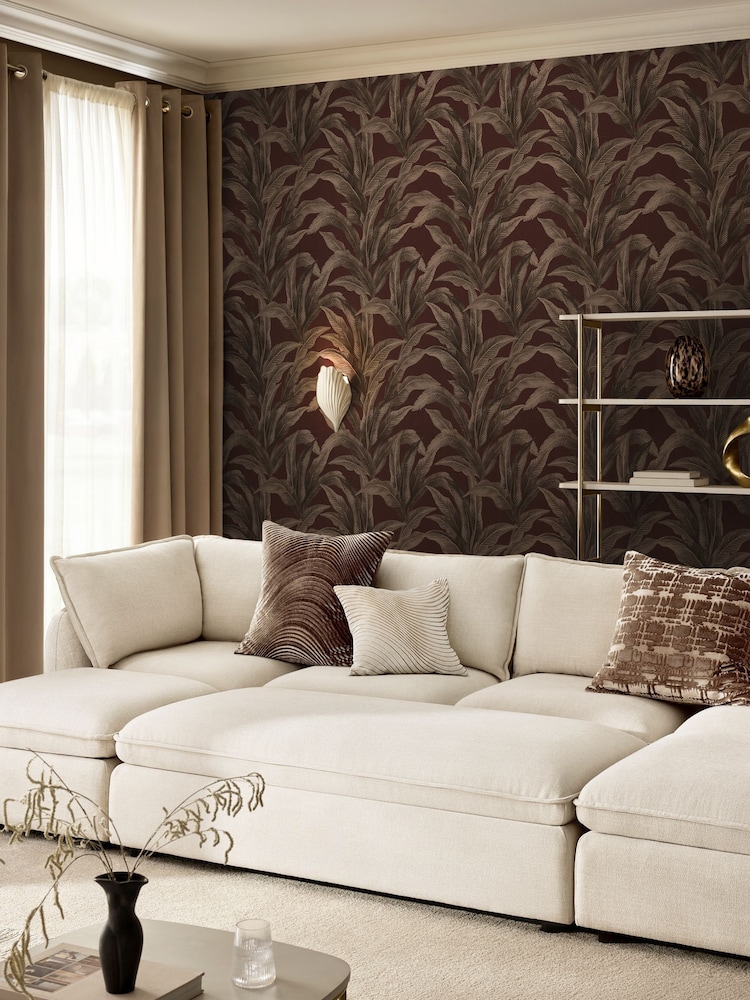 Damson Glamtique Leaf A4 Wallpaper Sample - Image 1 of 5