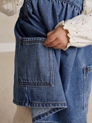 Mamas & Papas Blue Denim Pinny Dress & Heart Bodysuit Set - Image 3 of 7