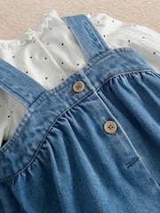 Mamas & Papas Blue Denim Pinny Dress & Heart Bodysuit Set - Image 6 of 7