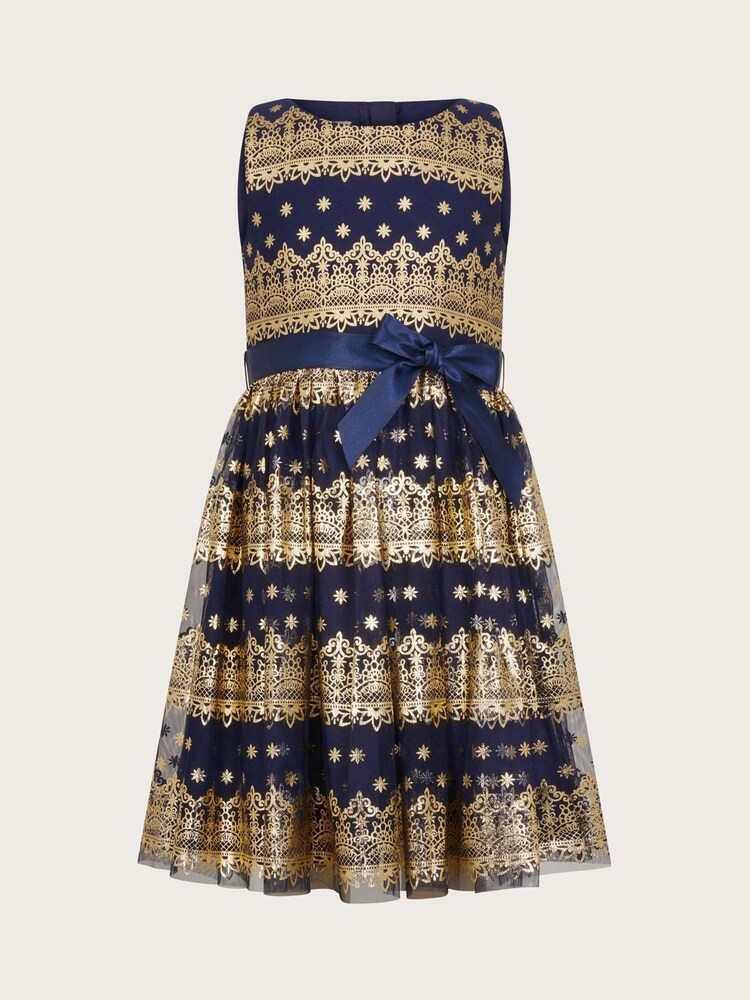 Monsoon Blue Flick Foil Print Scuba Dress - Image 1 of 3