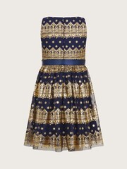 Monsoon Blue Flick Foil Print Scuba Dress - Image 2 of 3