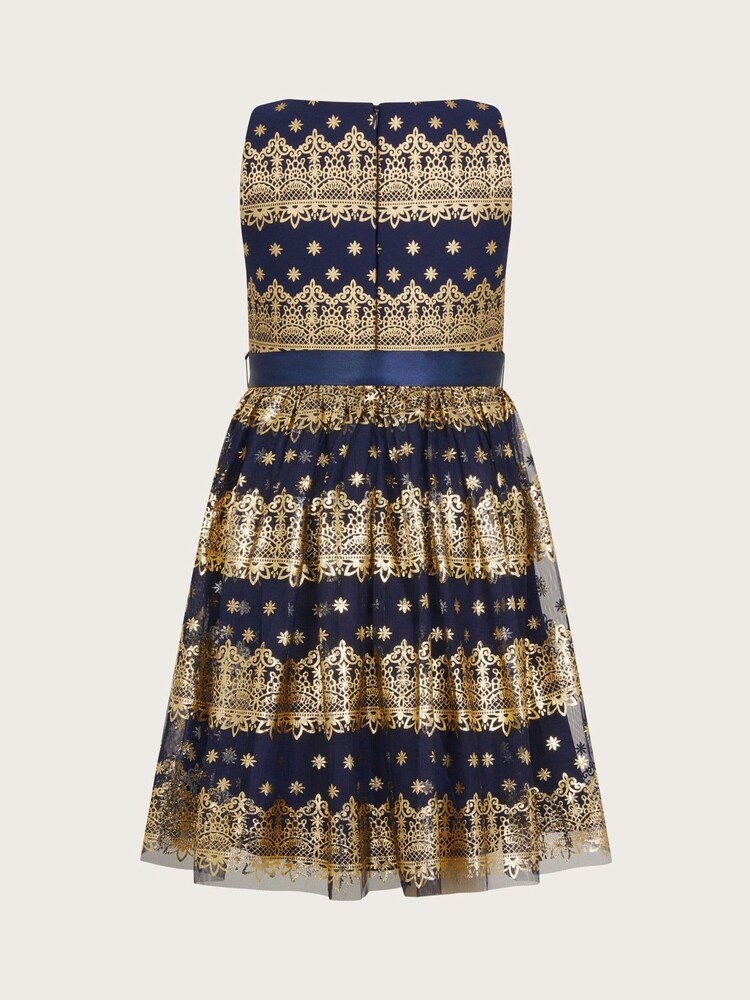 Monsoon Blue Flick Foil Print Scuba Dress - Image 2 of 3