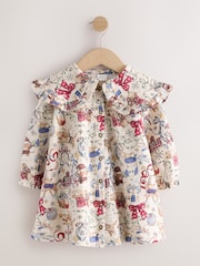 Cream Christmas Santa Bear Long Sleeve Collar Dress (3mths-7yrs) - Image 5 of 8