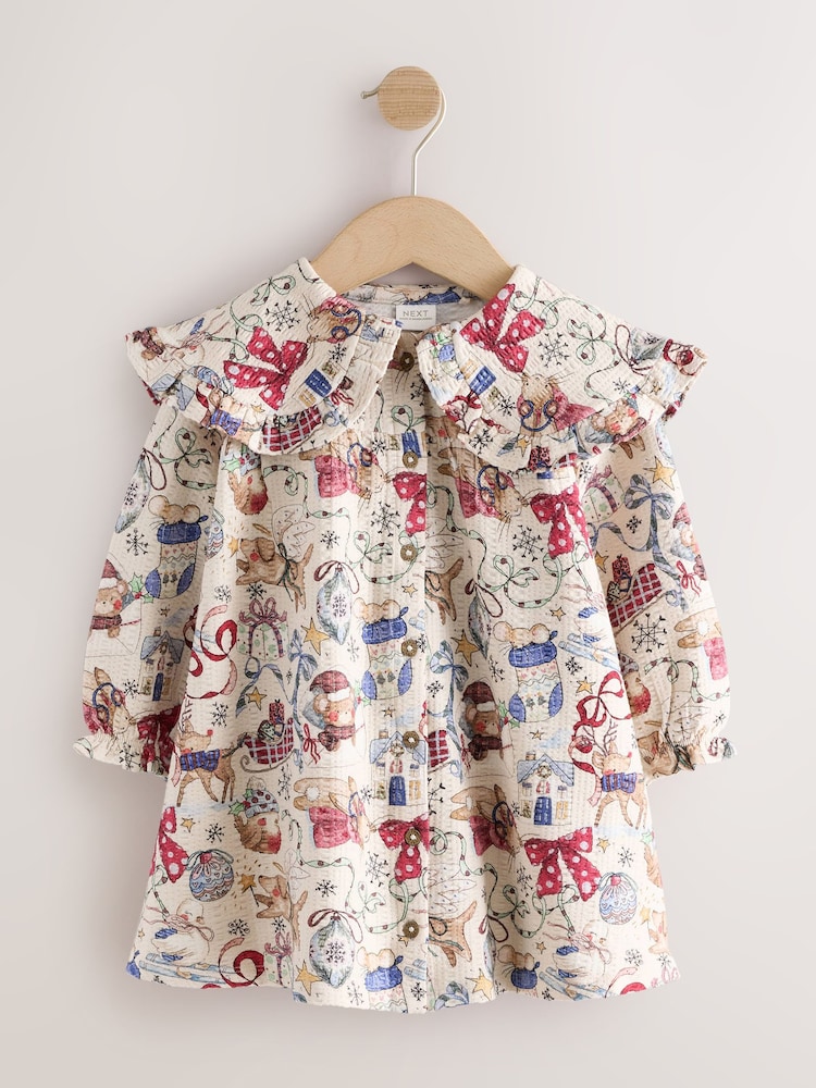 cream christmas dresses Buy Santa Bear Long Sleeve Collar Dress (3mths-7yrs) from Next USA What Is a Bodycon Size:3mos Bodysuit/Dress COLORS_Light Sky Blue Mini dress Bonnie is cut from