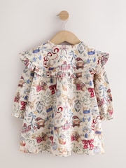Cream Christmas Santa Bear Long Sleeve Collar Dress (3mths-7yrs) - Image 6 of 8