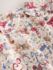 Cream Christmas Santa Bear Long Sleeve Collar Dress (3mths-7yrs) - Image 8 of 8