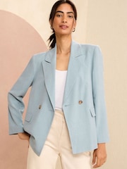 Love & Roses Light Blue Petite Tailored Blazer With Linen - Image 1 of 4