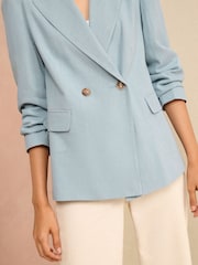 Love & Roses Light Blue Petite Tailored Blazer With Linen - Image 2 of 4