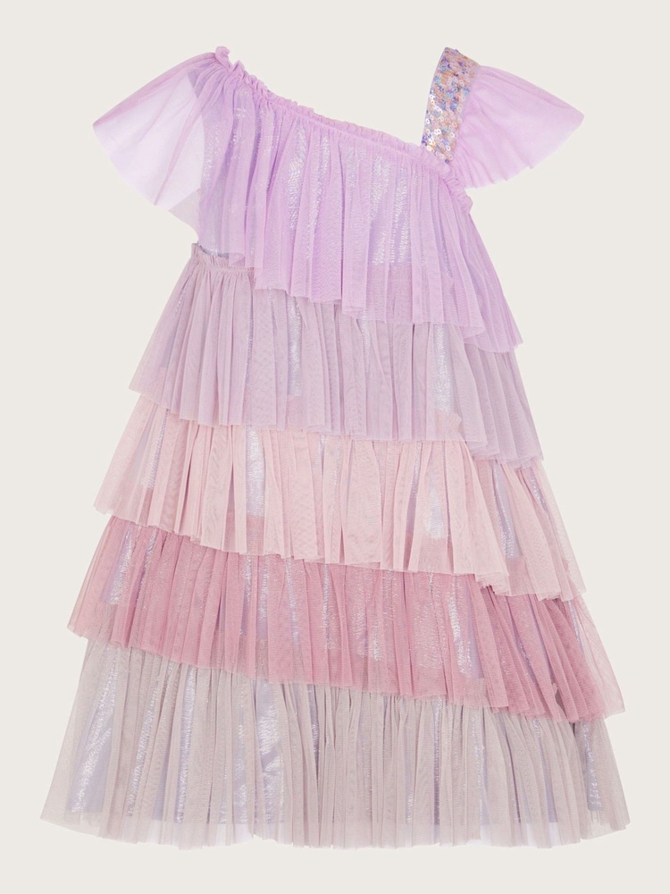Monsoon Purple One Shoulder Colourblock Dress - Image 2 of 3