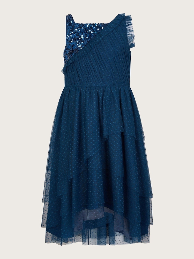Monsoon Blue Kylie Sequin Shoulder Dress - Image 1 of 3