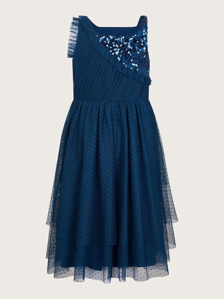 Monsoon Blue Kylie Sequin Shoulder Dress - Image 2 of 3