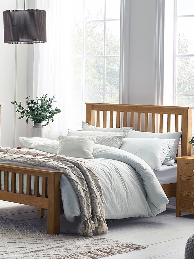 Julian Bowen Oak Mallory High Footend Wooden Bed - Image 1 of 2