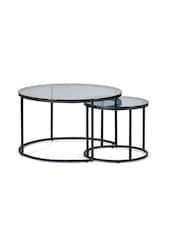 Julian Bowen Smoked Glass and Black Chicago Round Nesting Coffee Tables - Image 2 of 3