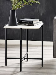 Julian Bowen White Marble Siena Square Lamp Table - Image 1 of 3