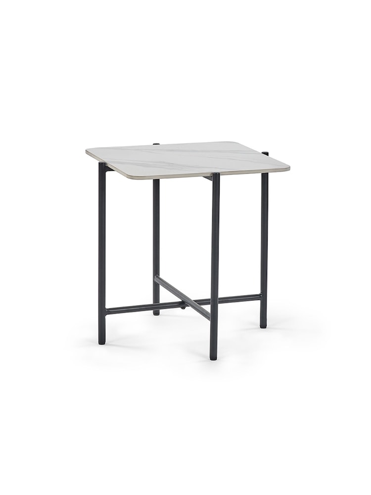 Julian Bowen White Marble Siena Square Lamp Table - Image 2 of 3