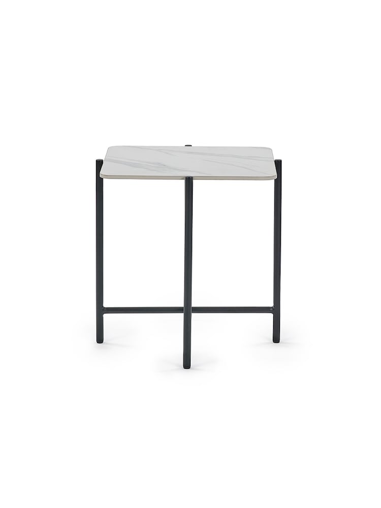 Julian Bowen White Marble Siena Square Lamp Table - Image 3 of 3