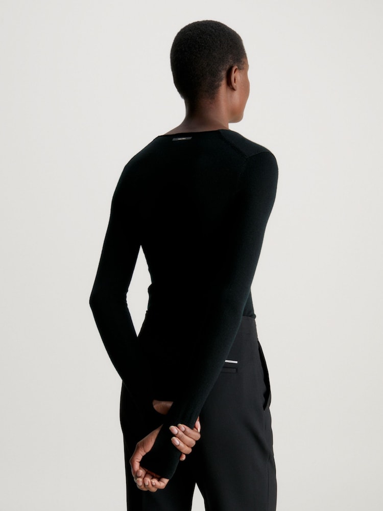 Calvin Klein Black Henley Bodysuit - Image 2 of 5