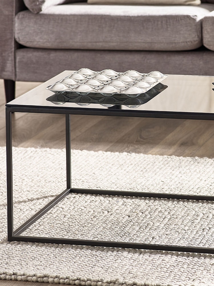 Julian Bowen Smoked Glass and Black Chicago Coffee Table - Image 1 of 4