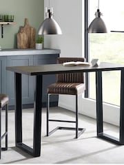 Julian Bowen Dark Oak and Metal Brooklyn Bar Table - Image 1 of 6
