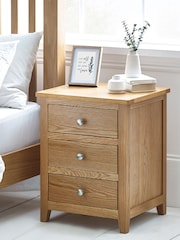 Julian Bowen Brown Mallory 3 Drawer Bedside - Image 1 of 5