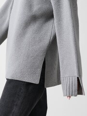 Pretty Lavish Grey Amory Grown Neck Knit Jumper - Image 3 of 3