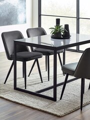 Julian Bowen Smoked Glass and Black Chicago Dining Table - Image 1 of 3