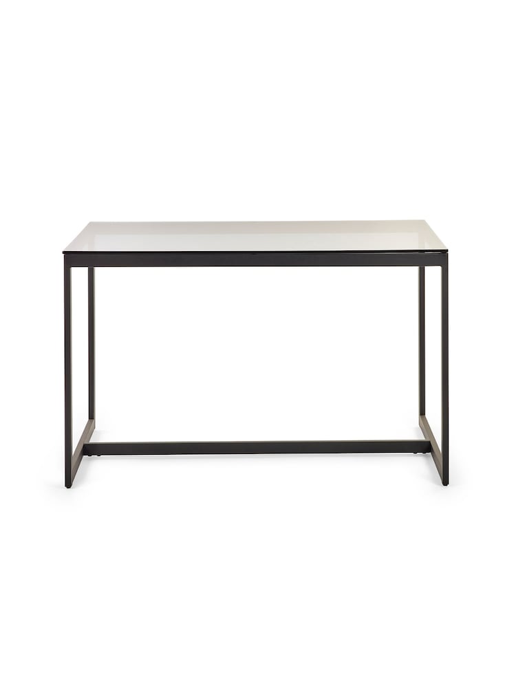 Julian Bowen Smoked Glass and Black Chicago Dining Table - Image 3 of 3