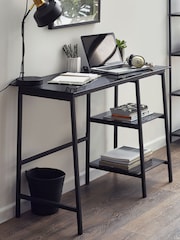 Julian Bowen Smoked Glass and Black Chicago Desk - Image 1 of 5