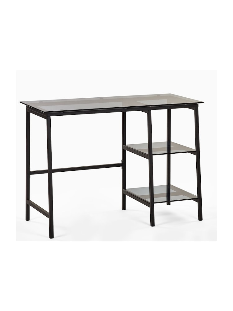 Julian Bowen Smoked Glass and Black Chicago Desk - Image 2 of 5
